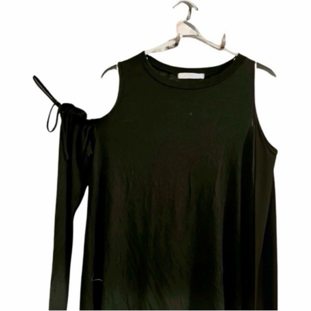 Pinkblush, Size Medium, Maternity Long Sleeve Cold Shoulder Black Top